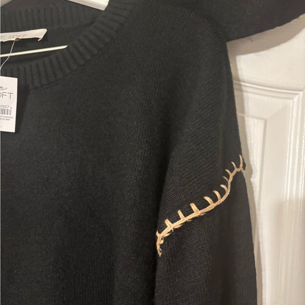 LOFT Stitched Trim Removable Scarf Sweater - Picture 4 of 5